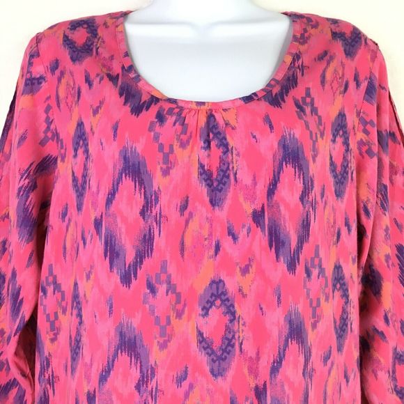 Fresh Produce Dress Size XS-Small Aztec Print Pink Rayon Open Sleeves #22494 - Picture 2 of 8